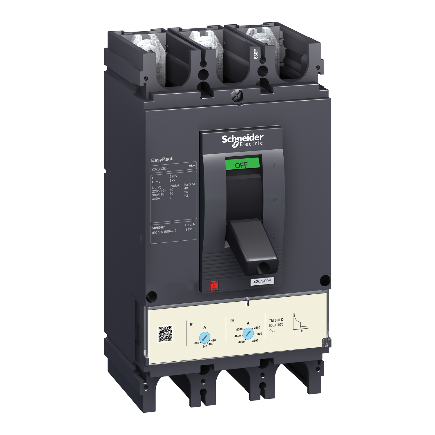 Interruptor termomagnético EasyPact CVS 36kA TMD 3P 3d 600A
