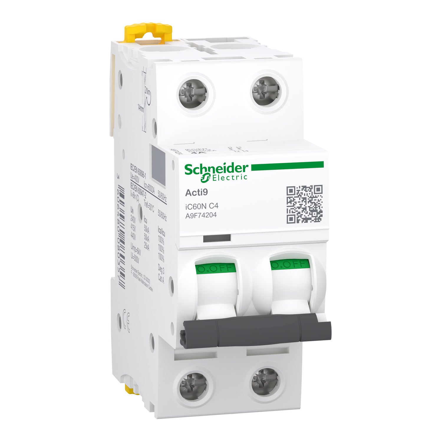 Interruptor Termomagnético Riel Acti9 iC60N 2P 4A curva C