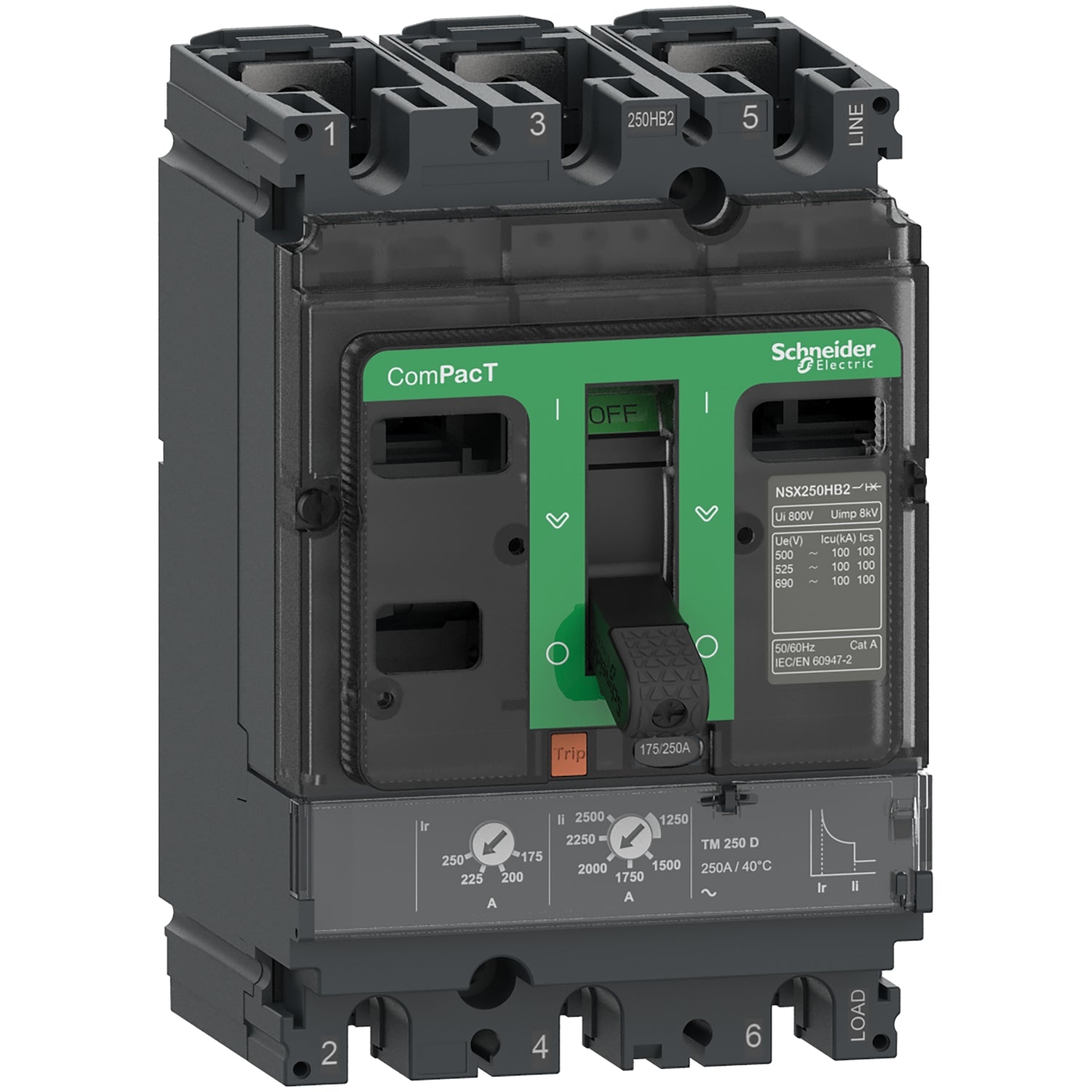 Interruptor Automático ComPacT NSX250H TMD200 Regulable 140-200 A A 3P3D