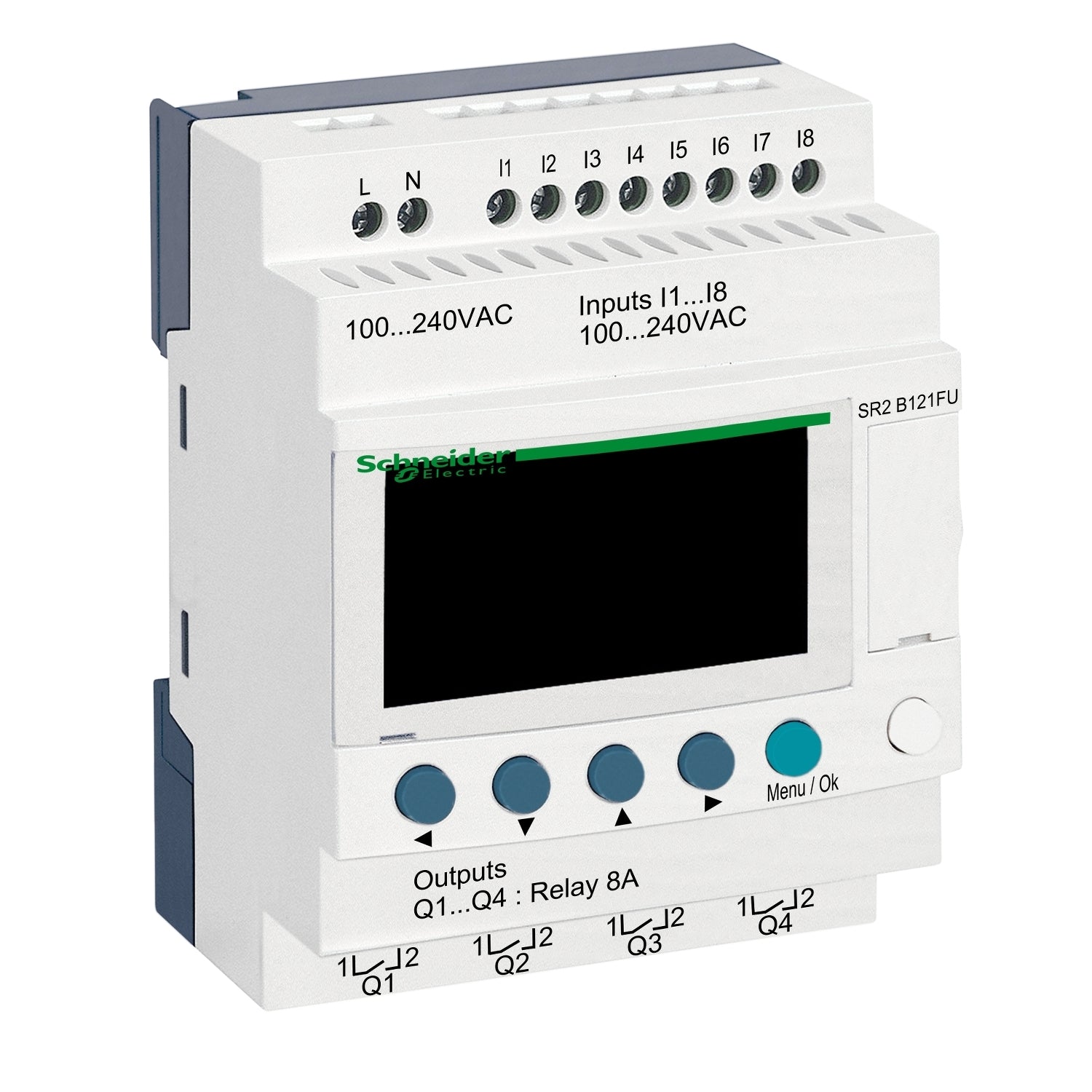 Rele Zelio - 8 entradas - 4 salidas - con reloj - 240V AC - con display