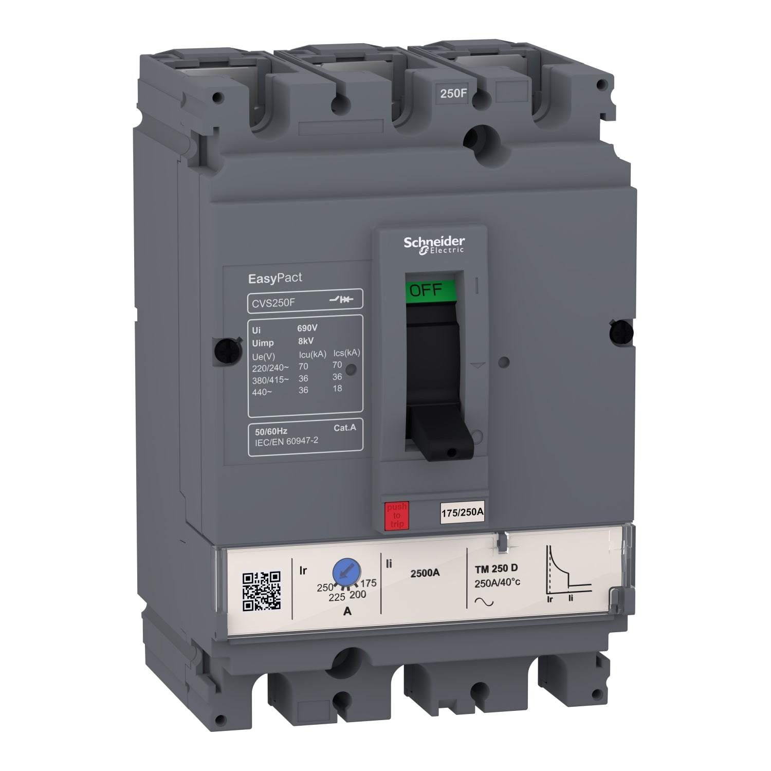 Interruptor termomagnético EasyPact CVS 36kA TMD 3P 3d 200A