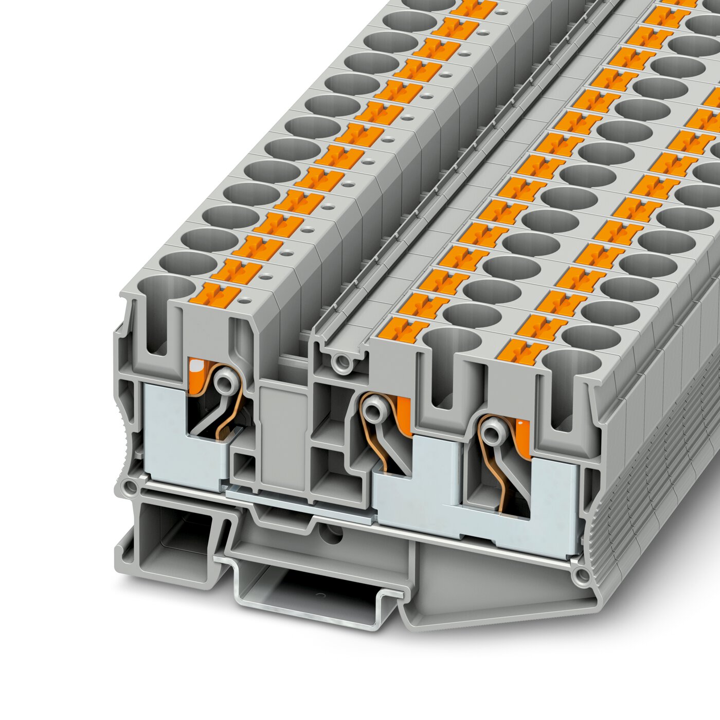 Bornes de Paso de tecnología Push-in -Serie PT.
 [Calibres inferiores a 16 mm2 / 6 AWG]